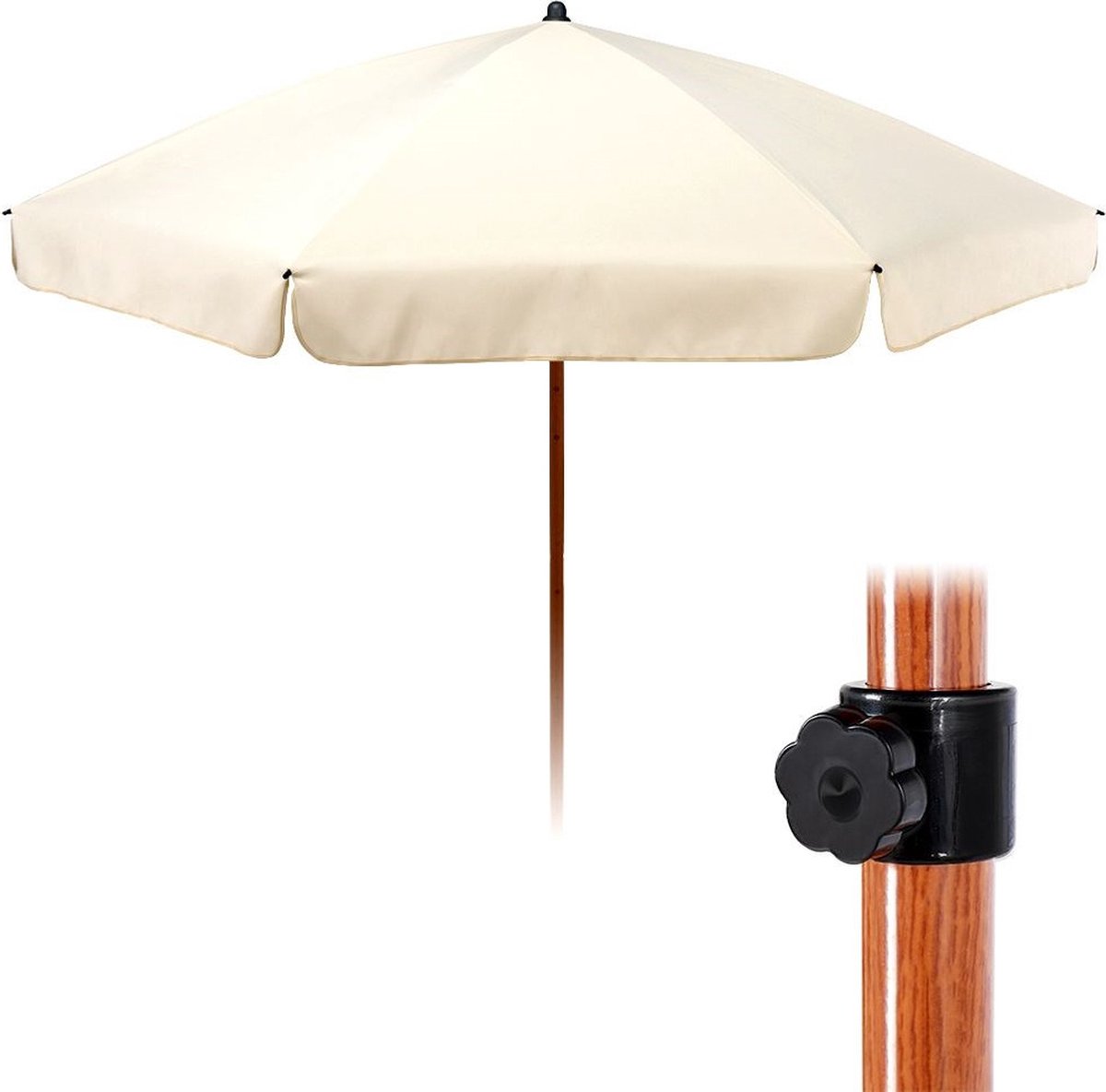 Tuinparasol Crème Verstelbaar 200 cm - Zweefparasol - Parasol - Buiten - Tuin - Strandparasol - Stokparasol (5904316406424)