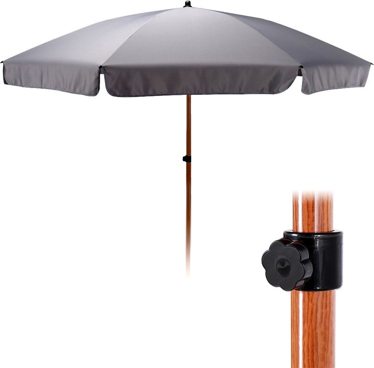 Tuinparasol Grijs Verstelbaar 200 cm - Zweefparasol - Parasol - Buiten - Tuin - Strandparasol - Stokparasol (5904316406431)