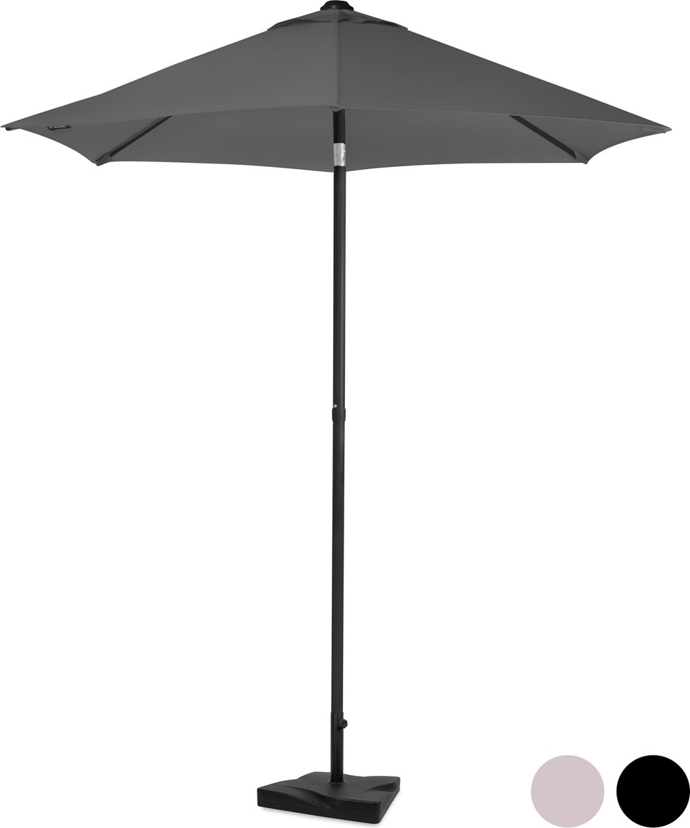 VONROC Premium Parasol Torbole - ⌀200cm - Duurzame stokparasol - combi set incl. parasolvoet van 20 kg - UV werend doek - Grijs - Incl. beschermhoes (8717479105083)