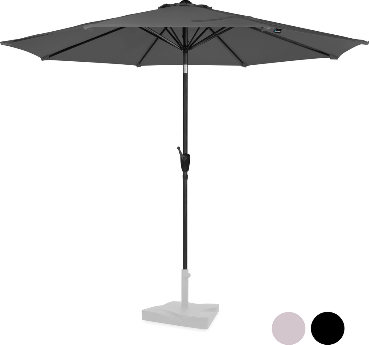 VONROC Premium Stokparasol Recanati ⌀300cm - Incl. beschermhoes - Ronde parasol - Kantelbaar - UV werend doek - Grijs (8717479096183)