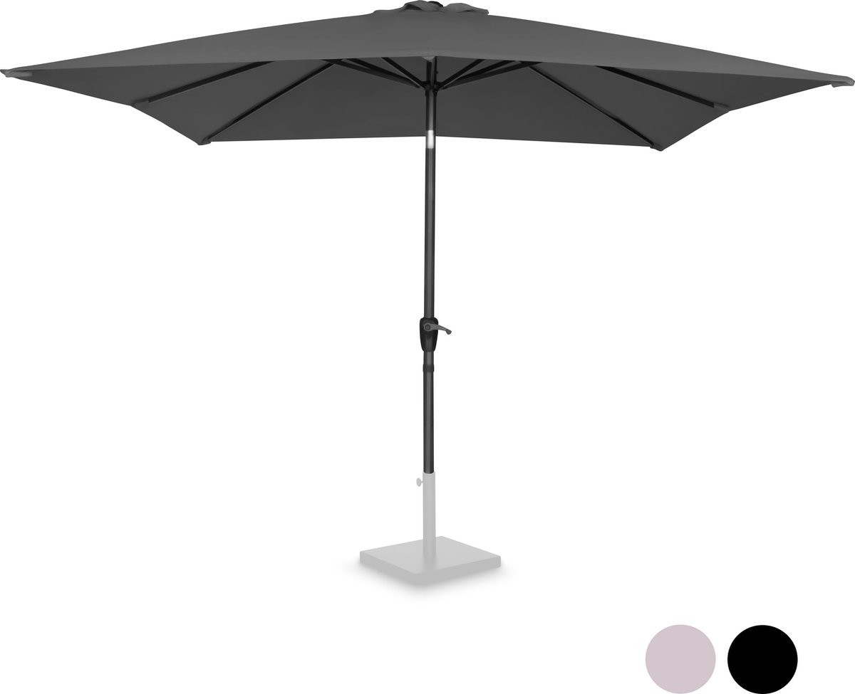 VONROC Premium Stokparasol Rosolina 280x280cm - Incl. beschermhoes - Vierkante parasol - Kantelbaar - UV werend doek - Grijs (8717479096176)