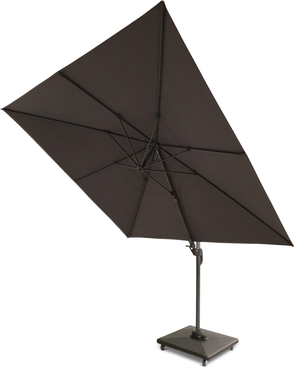 Valencia | Zweefparasol | Grijs | 275 x 275 cm | Parasol | Kantelmechanisme | Draaimechanisme | Excl. kruisvoet en verzwaring (8720174571428)