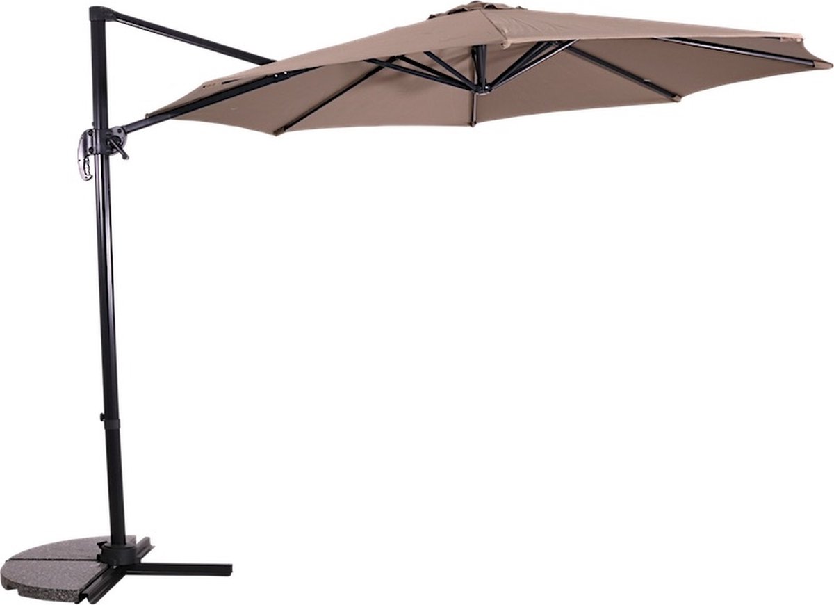 Zweefparasol Libra Taupe ⌀300 cm - inclusief kruisvoet & hoes (8714365531476)
