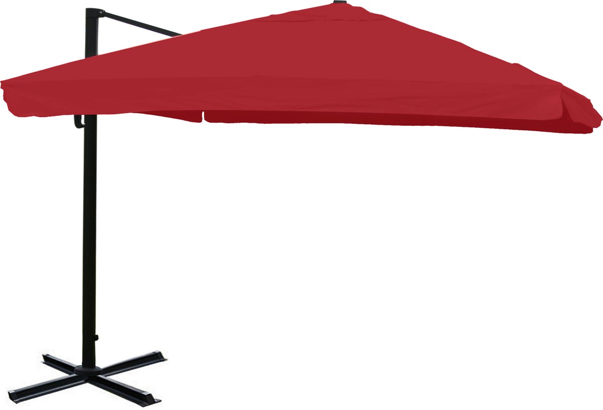 Zweefparasol MCW-A96, 3x4m (⌀5m) polyester aluminium/staal 26kg ~ klep, bordeaux zonder standaard, draaibaar (4057651222219)