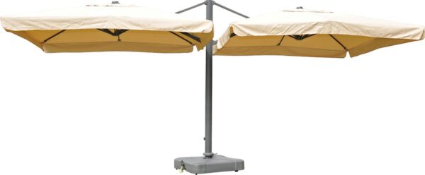 Zweefparasol T44, pergola luifel effect, 6,2x3m polyester 50kg ~ crème-beige + standaard (4052826052820)