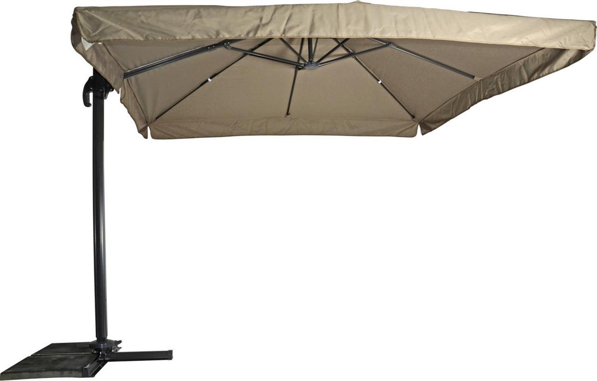 Zweefparasol Virgo Taupe 300 x 300 cm - inclusief kruisvoet (8714365532343)