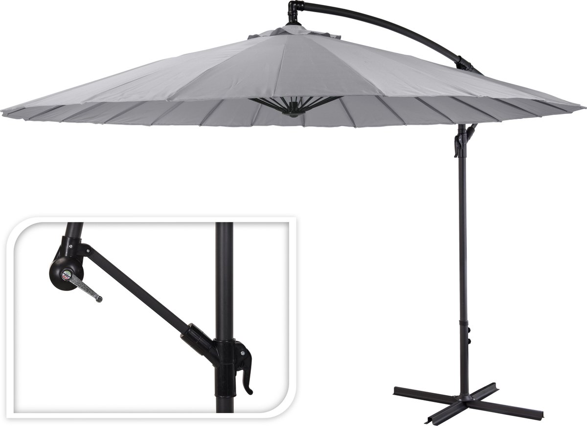 Zweefparasol voor tuin, terras of balkon 300 cm - Kantelbaar | Grijs (8719202997002)