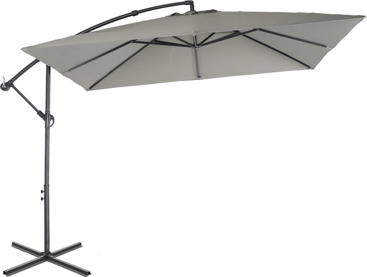 sweeek - Zweefparasol vierkant 3x3m hardelot, excentrische mast, 8 baleinen, waterafstotend doek 180g (3701672513665)