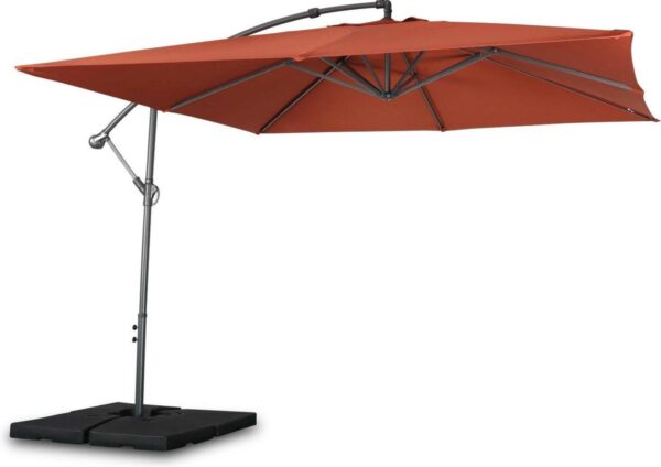 sweeek - Zweefparasol vierkant 3x3m hardelot, excentrische mast, 8 baleinen, waterafstotend doek 180g (3760287189122)