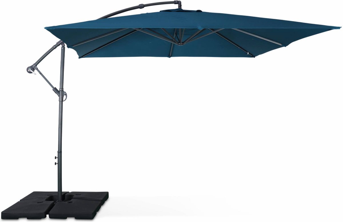 sweeek - Zweefparasol vierkant 3x3m hardelot, excentrische mast, 8 baleinen, waterafstotend doek 180g (3760350650207)