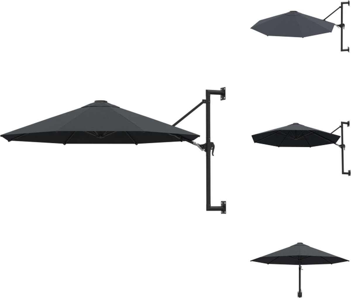 vidaXL Parasol - Parasols - Wandparasol - Wandparasols - Wandparasol met metalen paal 300 cm antraciet (8721032999392)