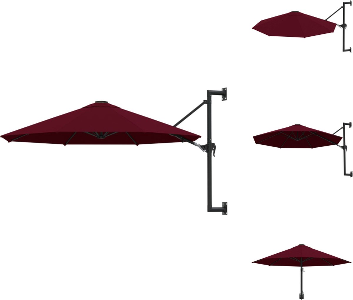 vidaXL Parasol - Parasols - Wandparasol - Wandparasols - Wandparasol met metalen paal 300 cm bordeauxrood (8721032991730)