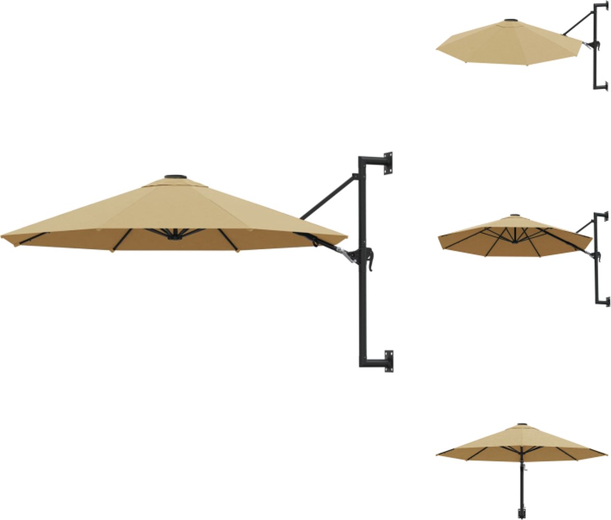 vidaXL Parasol - Parasols - Wandparasol - Wandparasols - Wandparasol met metalen paal 300 cm taupe (8721032990283)