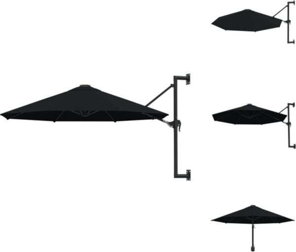 vidaXL Parasol - Parasols - Wandparasol - Wandparasols - Wandparasol met metalen paal 300 cm zwart (8721032989850)