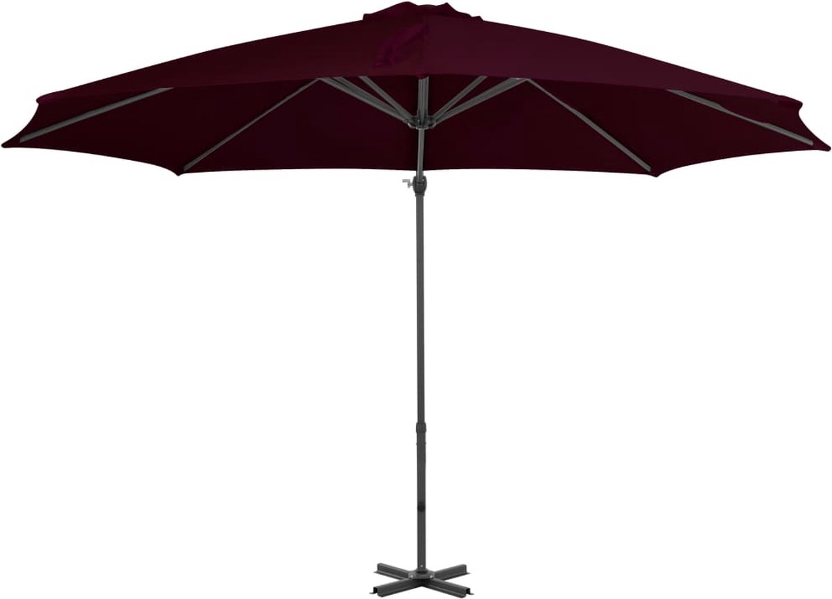 vidaXL Rode Zweefparasol 300 cm met Aluminium Paal Zweefparasol - Parasol - Tuinzomer - Buitenspeelplek - Zonnebescherming - Rode Parasol - Balkondecoratie (8116475489218)