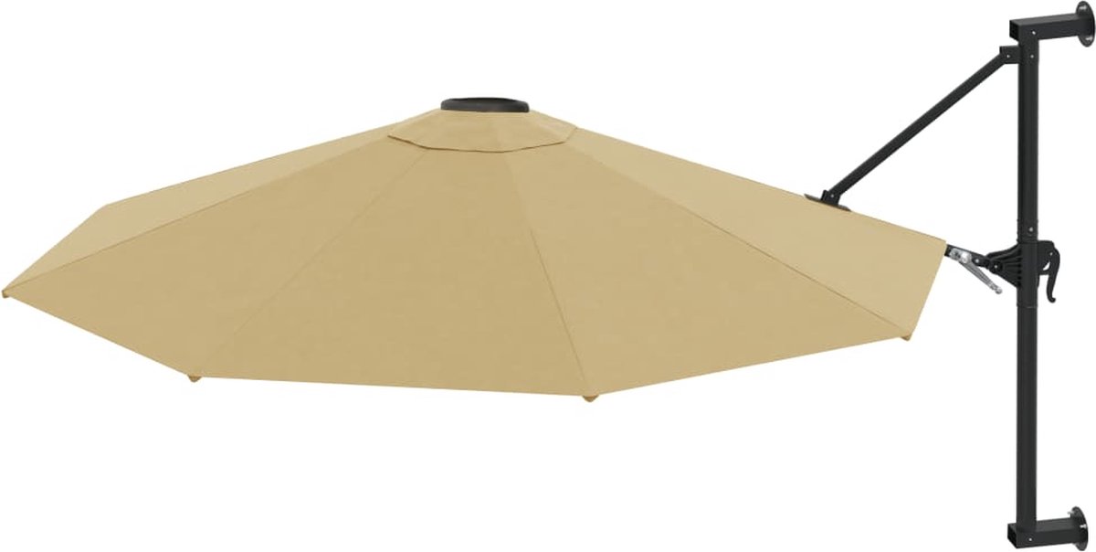 vidaXL Wandparasol - 300 cm - Taupe - Metalen Paal Muurparasol - Terraszonnescherm - Buitenzonwering - Tuinparasol - Taupes Parasol (8189940083990)