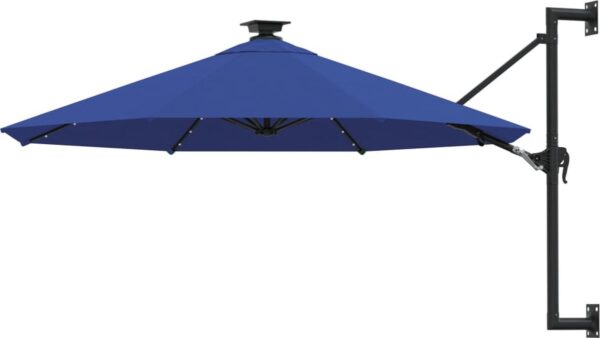 vidaXL - Wandparasol - met - LED's - 300 - cm - blauw (8720286115053)