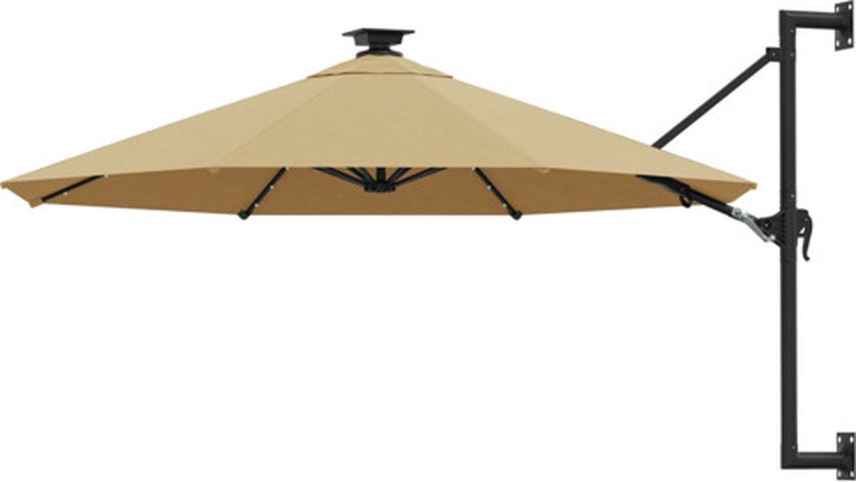 vidaXL - Wandparasol - met - LED's - 300 - cm - taupe (8720286115015)