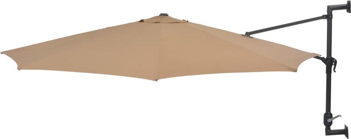 vidaXL - Wandparasol - met - metalen - paal - 300 - cm - taupe (8718475711186)