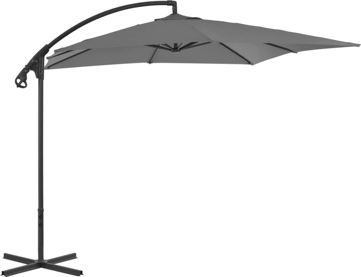 vidaXL Zweefparasol - 250x250 cm - Antraciet - Staal Zonnescherming - Parasol - Tuinset - Buitenleven - Balkondecoratie - Tuinaccessoires - Zomerseizoen (8202522796412)