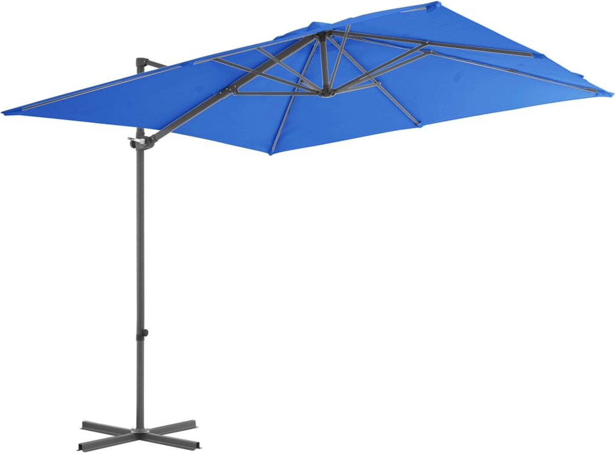 vidaXL Zweefparasol - 250x250 cm - Azuurblauw Hangende Parasol - Zweefparasol - Parasol Blauw - Zonwering Tuindecoratie - Buitenleven (8193278206358)