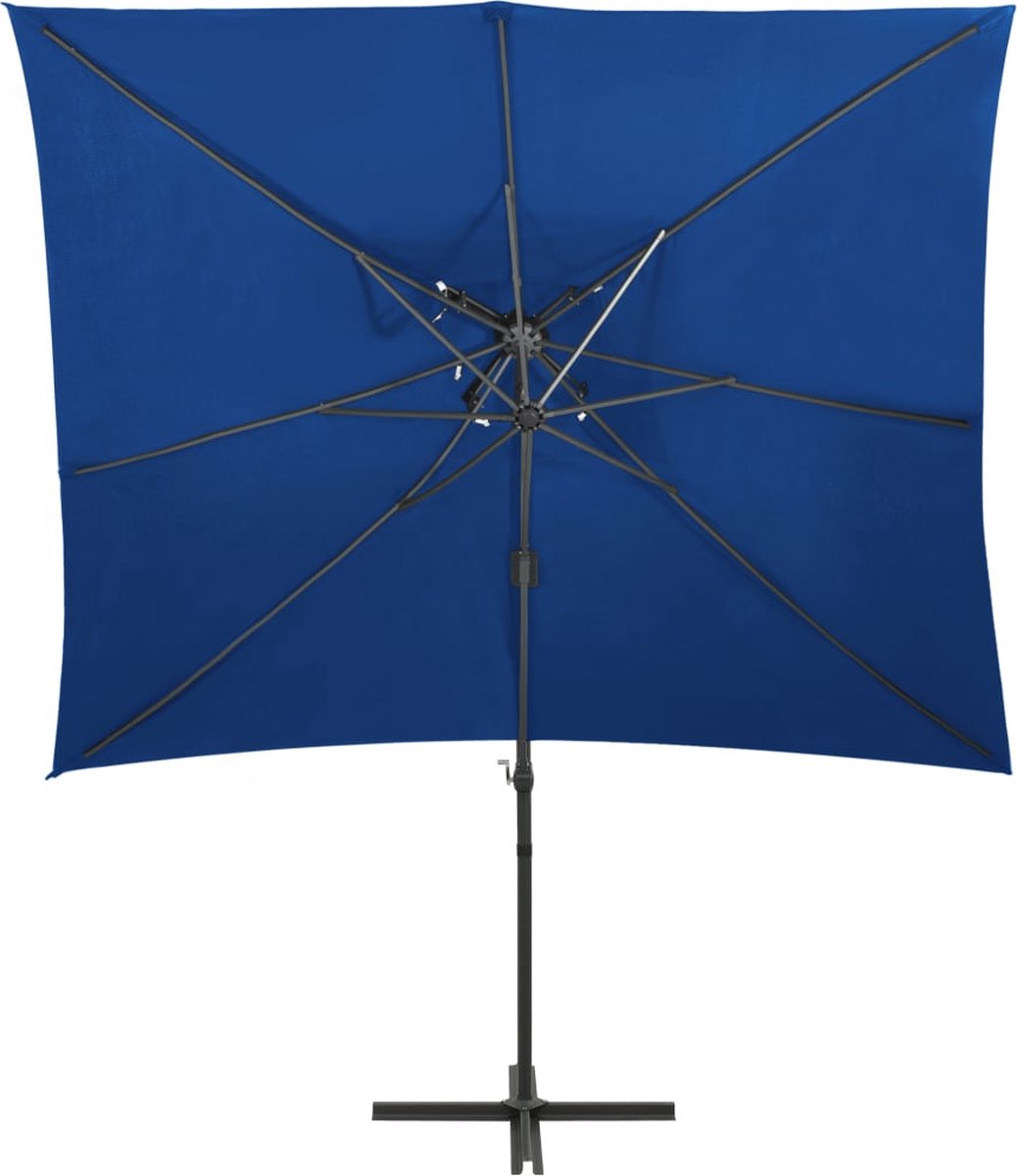 vidaXL Zweefparasol 250x250 cm Azuurblauw Zonnescherm - Parasol - Tuindecoratie - Buitenshuis Genieten - Zomeraccessoires - Blauw (8119980560021)