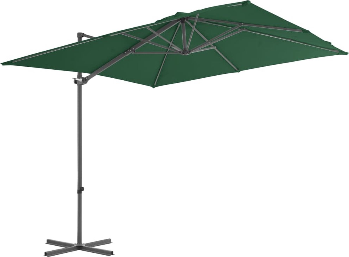 vidaXL Zweefparasol - 250x250 cm - Groen Hangende Parasol - Zonwering - Tuinset - Buitenleven - Groene Parasol - Patio Set - Balkon Decoratie - Terrasdecoratie (8193278198714)