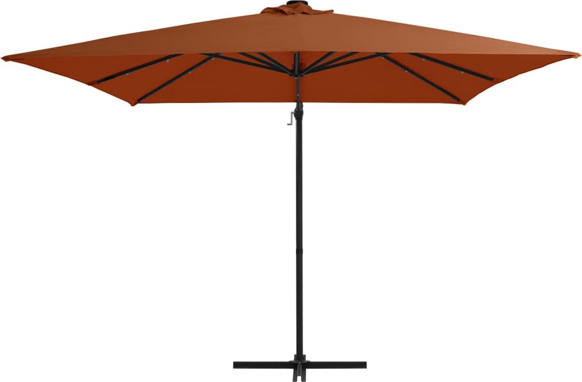 vidaXL Zweefparasol - 250x250 cm - LED - Terracotta Hangende Parasol - Terraszonwering - Led Parasol - Parasol Met Licht - Terrassen Decoratie - Buitenschilderij (8204630107272)