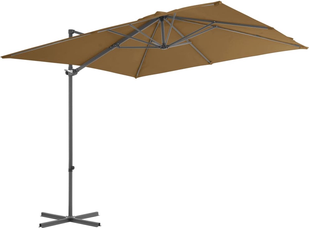 vidaXL Zweefparasol - 250x250 cm - Taupe - Staal Hangende Parasol - Tuinparasol - Parasol Taupe - Buitenzonwering - Terrasdecoratie - Zomeraccessoires - Parasol Voor Balkon (8193278205504)