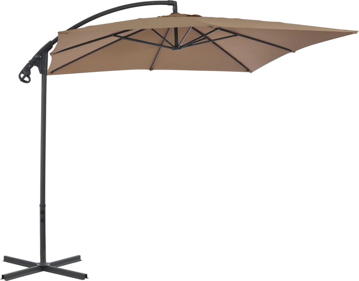 vidaXL Zweefparasol 250x250 cm - Taupe Zweefparasol - Parasol - Tuinzomer - Zonnebescherming - Outdoor Decor - Patio Furniture - Garden Accessories - Taupecleur (8301134248446)