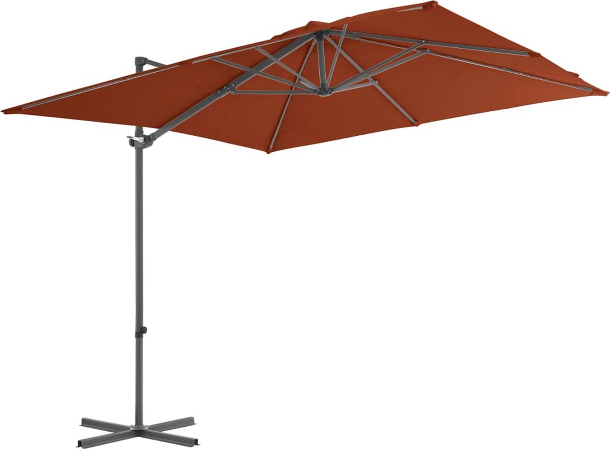 vidaXL Zweefparasol 250x250 cm - Terracotta Hangende Parasol - Parasol Terracota - Tuinset - Buitenspeelgoed - Balkon Decoratie - Zonnezegel (8301359137594)