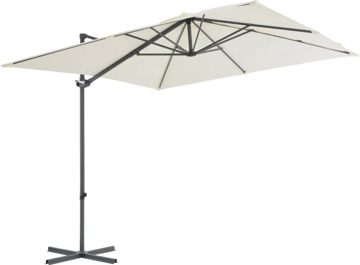 vidaXL Zweefparasol 250x250 cm Zandkleurig Hangende Parasol - Parasol Strand - Tuinset - Buitenschilderij - Zomerzon - Zonnebescherming - Patio Set - Balkon Decor (8113138615304)