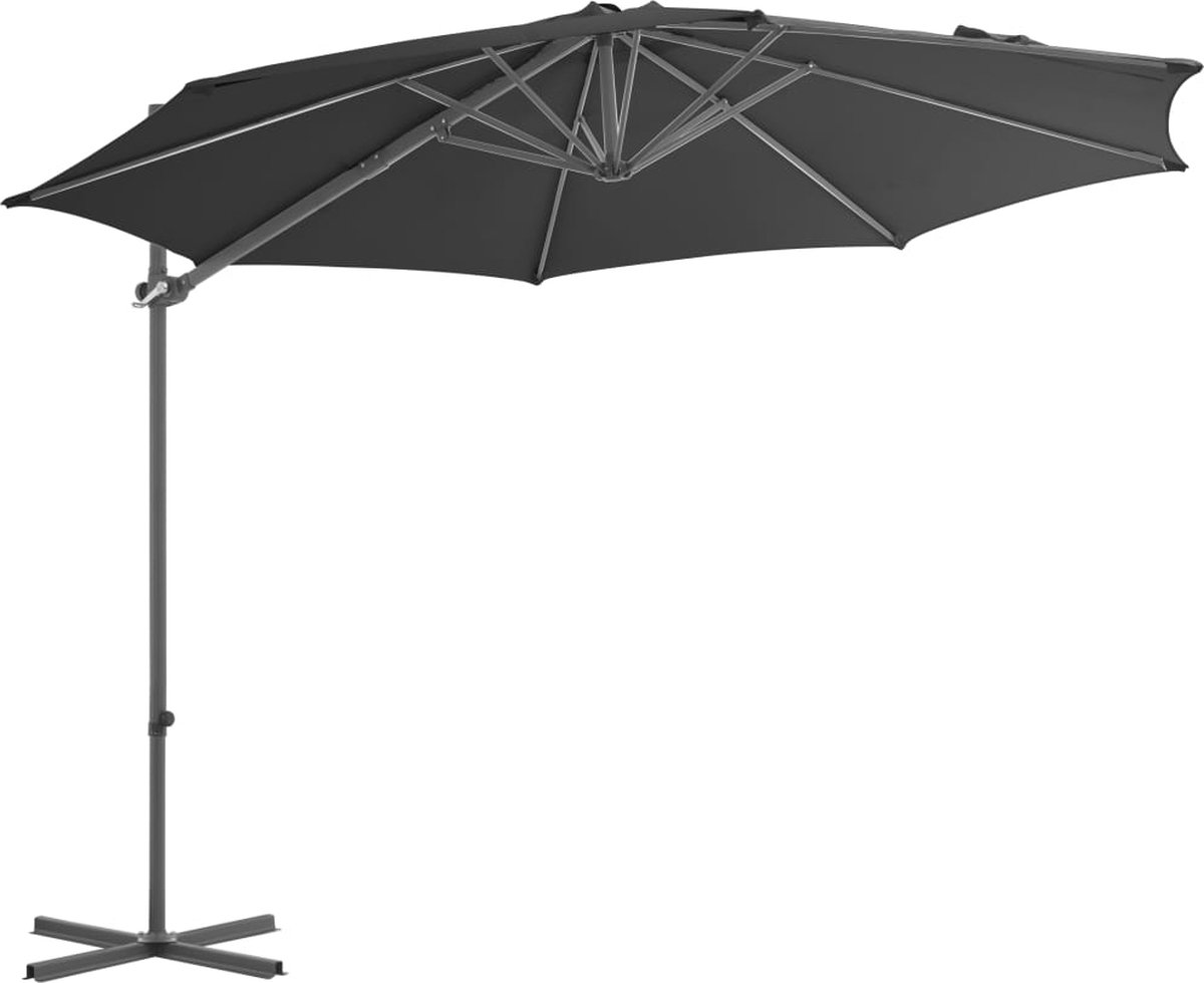 vidaXL Zweefparasol 300 cm - Antraciet Hangende Parasol - Parasol - Tuinset - Buitenschilderij - Zonnescherm - Zomerdecoratie - Patio Set - Garden Furniture (8104371517326)