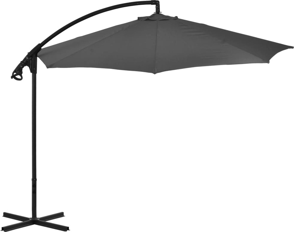 vidaXL Zweefparasol 300 cm - Antraciet Stof & Staal Zonnescherm - Parasol - Tuinparasol - Buitenshuis Decoratie - Outdoor Living - Veranda - Balkon - Patio (8301359054143)