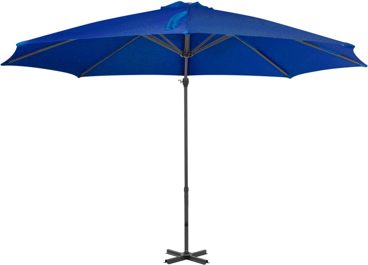 vidaXL Zweefparasol 300 cm - Azuurblauw - Aluminium Hangende Parasol - Parasol Blauw - Tuinzomer - Buitenspeelplek - Zonwering - Patio Set - Veranda (8339148877727)