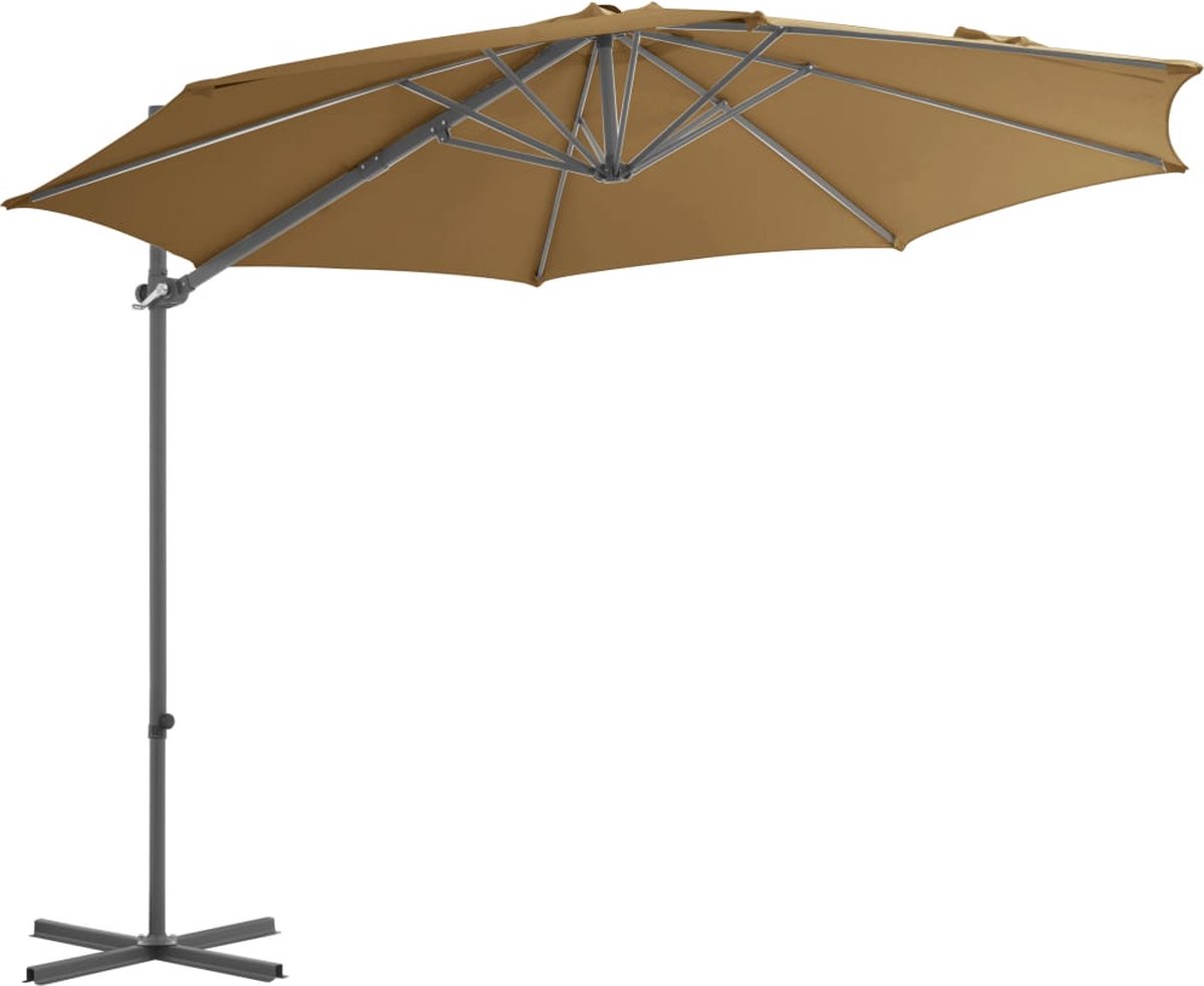 vidaXL Zweefparasol - 300 cm - Taupe - 360° draaibaar Hangende Parasol - Parasol Buiten - Tuinset - Terrasdecoratie - Zomerzonnescherm - Schaduwdoek - Taupes (8204630106961)