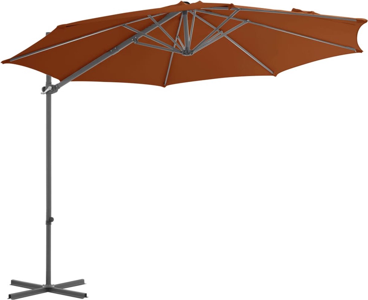 vidaXL Zweefparasol 300 cm - Terracotta - Stalen Paal Hangende Parasol - Terraszonnescherm - Tuinzomer - Buitenleven - Schaduwdoek - Parasol Terracota (8204638372283)