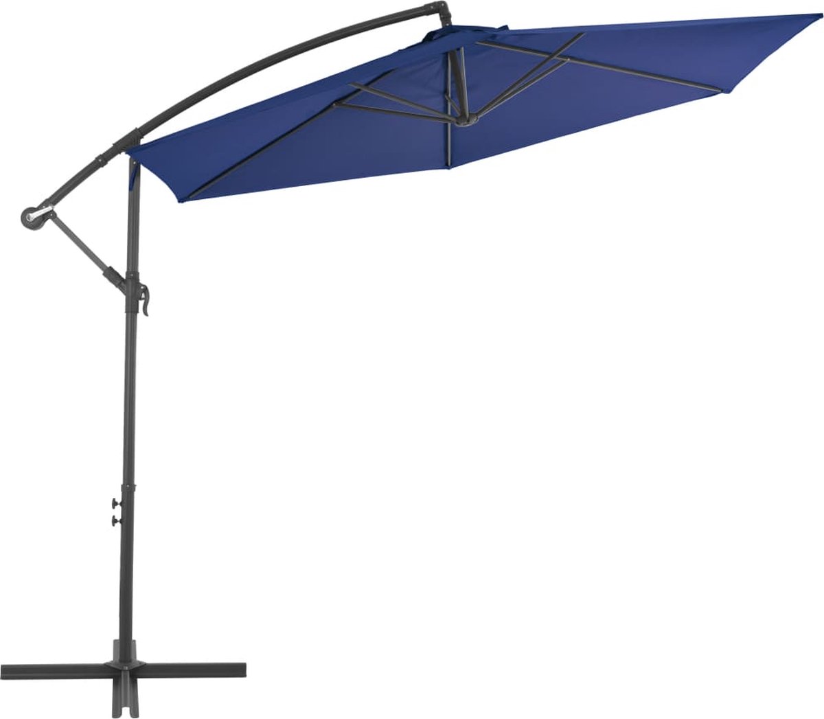 vidaXL Zweefparasol 300 cm blauw met aluminium paal Hangende Parasol - Parasol Blauw - Tuinzomer - Buitenschilderij - Zonwering - Patio Set - Balkon Decor (8301359087080)