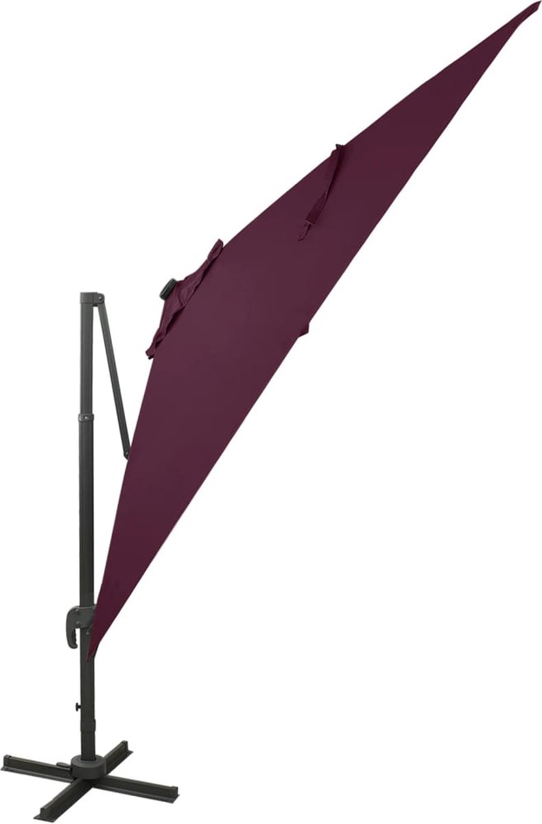 vidaXL Zweefparasol 300cm Bordeauxrood met LED Tuinparasol - Parasol - Buitenschutting - Led Verlichting - Balkon Decoratie - Zomer Accessoires - Rood - Bordeaux (8104371565136)