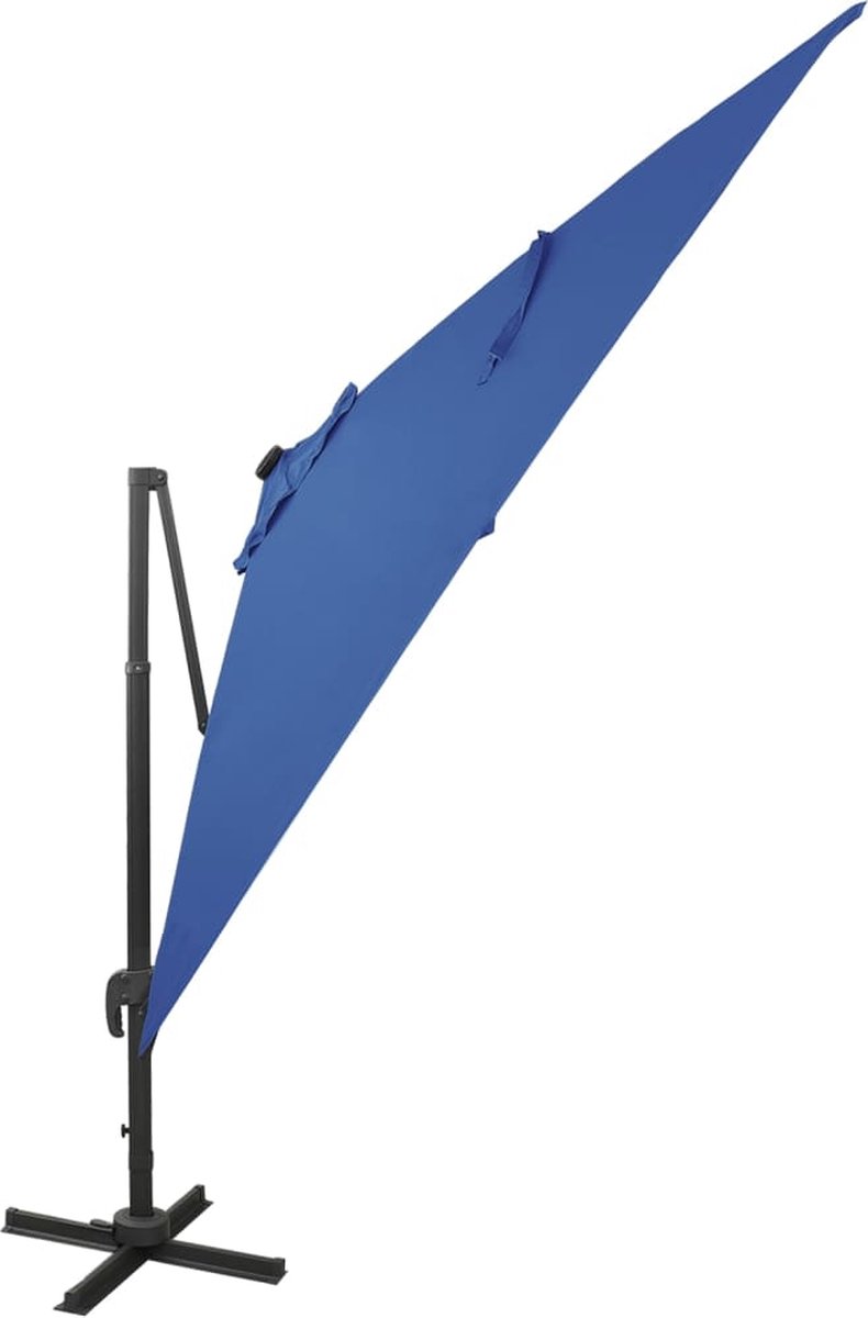 vidaXL Zweefparasol 300cm LED azuurblauw Tuinparasol - Parasol - Led Parasol - Buitenschildering - Zonnewering - Veranda - Terrasdecoratie - Zomeraccessoires - Blauw (8301134219712)