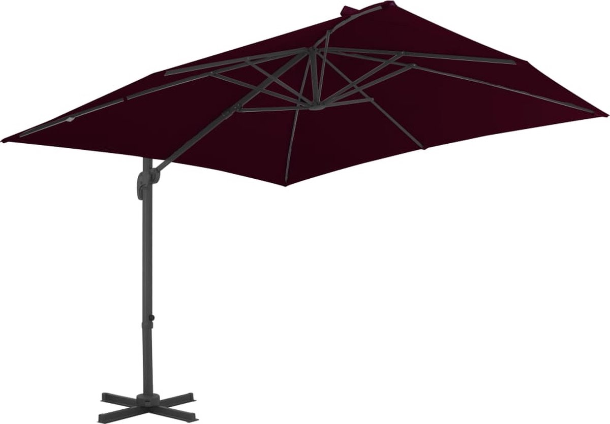 vidaXL Zweefparasol 300x300 cm Bordeauxrood Hangende Parasol - Tuinset - Balkon Decoratie - Zonnezegel - Outdoor Meubilair - Patio Set (8308185721799)