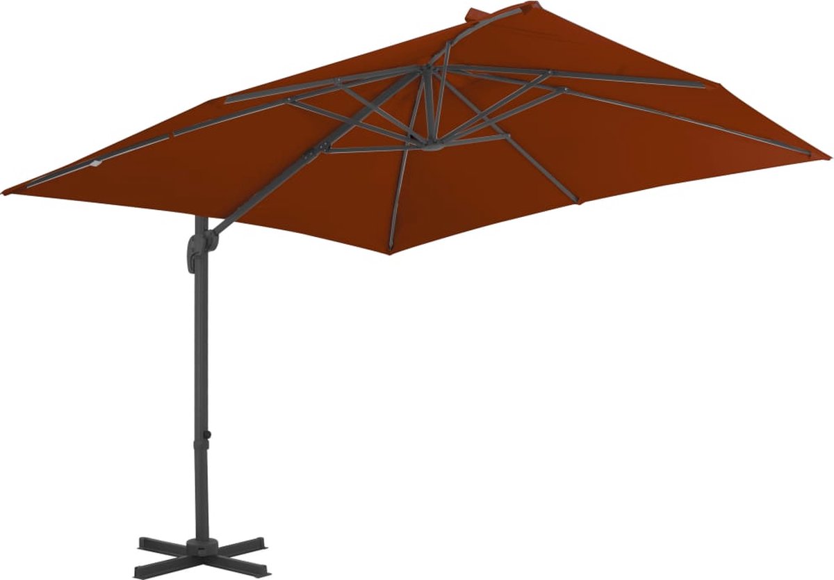 vidaXL Zweefparasol 300x300 cm - Terracottakleurig Hangende Parasol - Tuinparasol - Parasol - Terrasdecoratie - Zonnebescherming - Outdoor Decor - Zomeraccessoires (8301359025624)