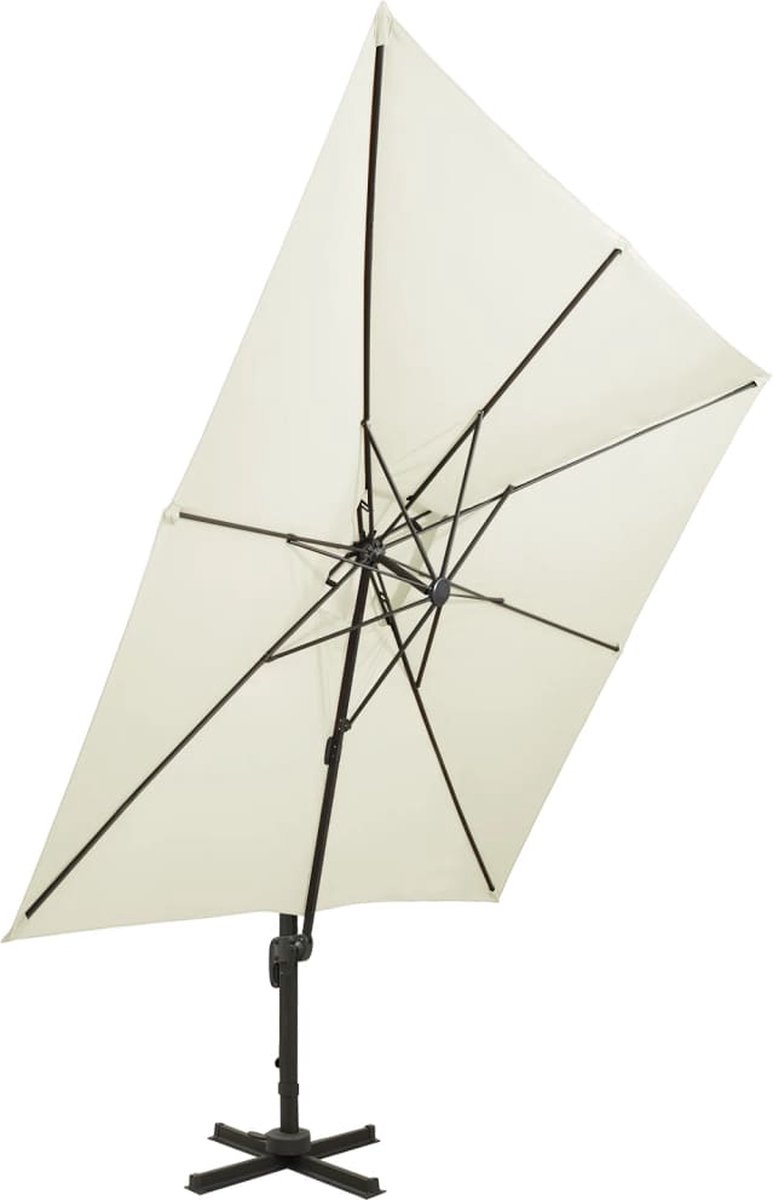 vidaXL Zweefparasol - 300x300 cm - Zandkleurig Tuinparasol - Parasol - Zweefparasol - Terrasdecoratie - Buitenleven - Zonnebescherming - Aluminium Parasol - Strandparasol - Zomeraccessoires - Garden Furniture - Outdoor Living (8348351826651)