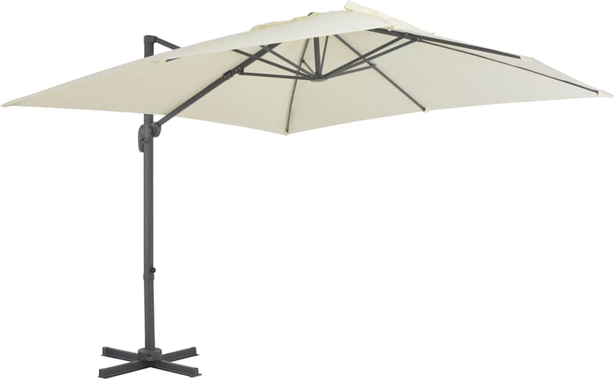 vidaXL Zweefparasol 300x300 cm zandkleurig Hangende Parasol - Tuinparasol - Parasol Zandkleur - Parasol Outdoor - Parasol Met Voet - Parasol 3 Meter - Zonnewering - Balkon Parasol (8103329196262)