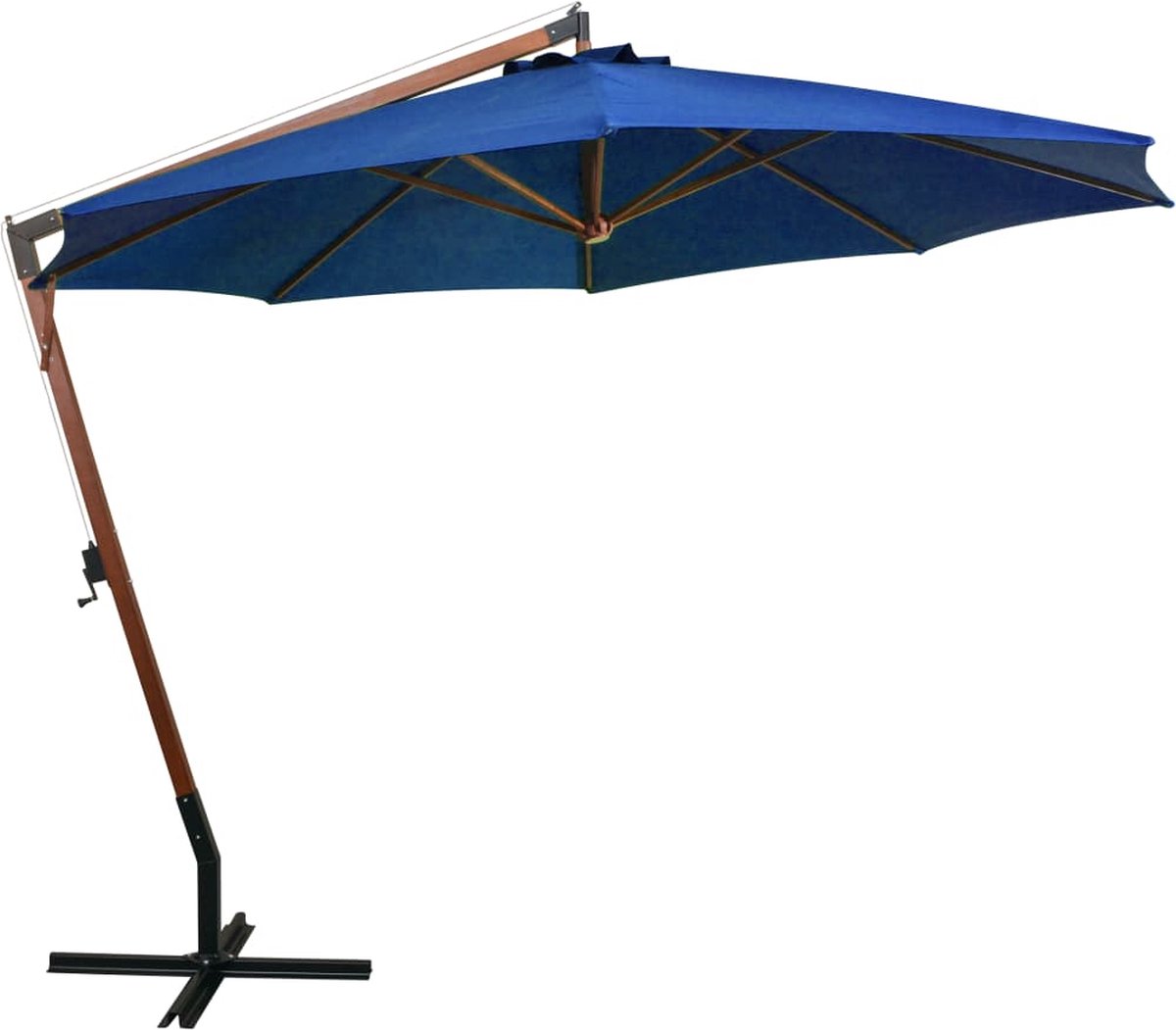 vidaXL Zweefparasol 3,5x2,9 m Azuurblauw Zweefparasol - Parasol Hout - Tuinset - Buitendrank - Tuindecoratie - Blauw (8301359110344)