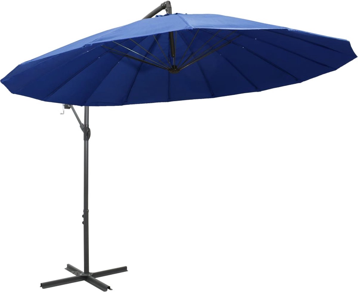 vidaXL Zweefparasol 3m Blauw met Aluminium Paal Tuinparasol - Parasol - Zonwering - Tuinzomer - Outdoor Living - Veranda - Patio - Balkon (8123105716804)