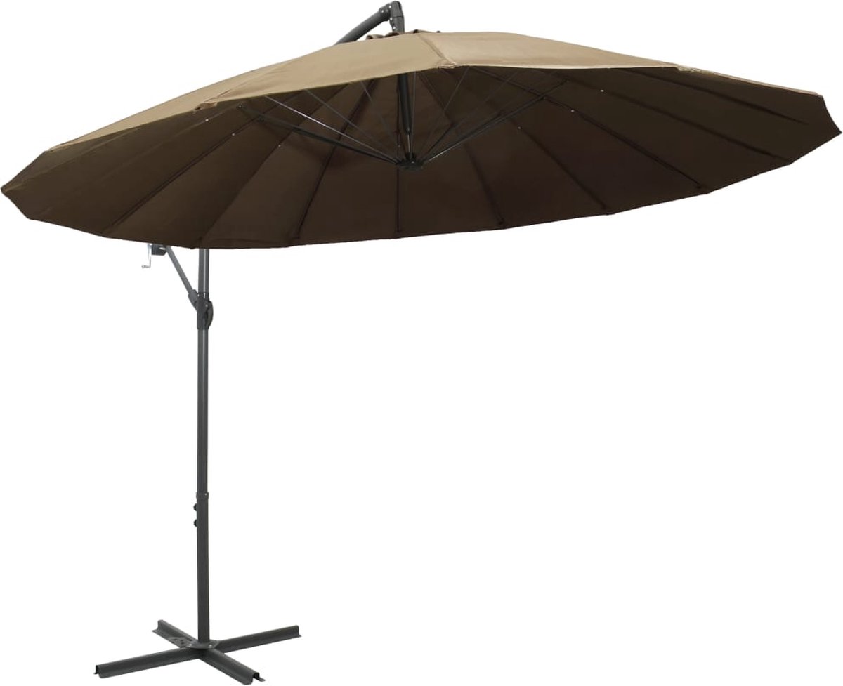 vidaXL Zweefparasol 3m Taupe - Aluminium & Polyester Hangende Parasol - Tuinset - Parasol - Zonwering - Outdoor Decoratie - Patio Set - Tuinaccessoires - Veranda (8304606189315)