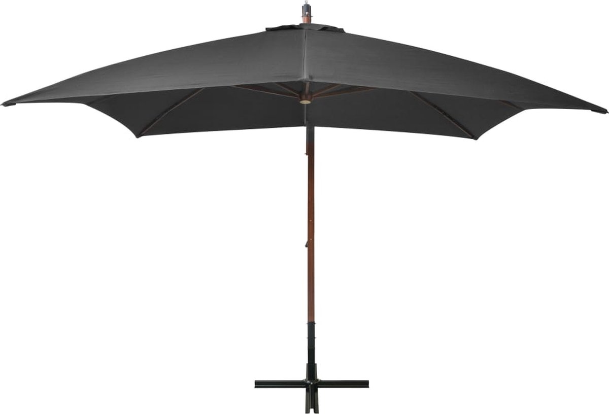 vidaXL Zweefparasol - 3x3m - Massief vurenhout - Antraciet Zweefparasol - Houten Parasol - Parasol Antraciet - Tuinset - Buitendrank - Zonwering - Garden Furniture (8204638520424)