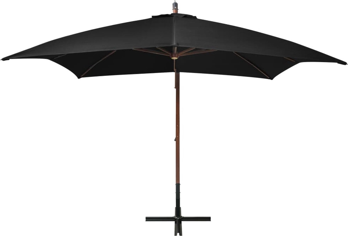 vidaXL Zweefparasol 3x3m zwart vurenhout Zweefparasol - Houten Parasol - Tuinset - Buitendrank - Zonnezegel - Zonnescherm - Garden Furniture - Outdoor Living (8301134211938)