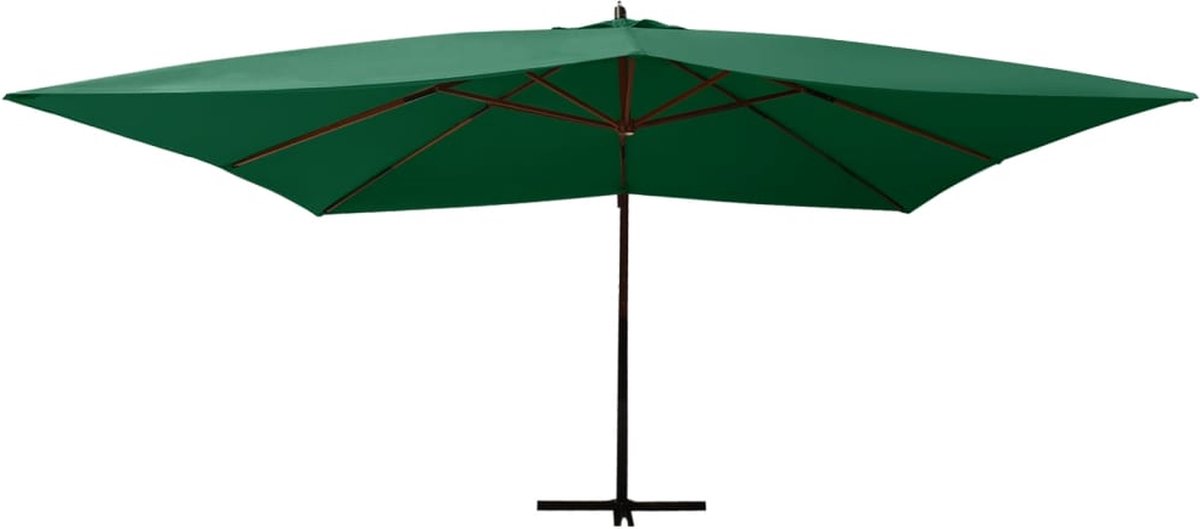 vidaXL Zweefparasol 400x300 cm Hout Groen Zweefparasol - Parasol - Tuinderszonnescherm - Buitenschilderij - Tuindecoratie - Zomeraccessoires - Outdoor Living (8113138619869)